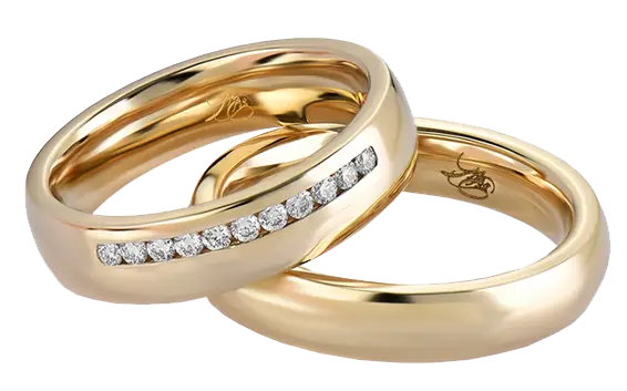 yellow-gold-couples-ring-set-for-wedding-with-round-cut-brilliant yellow-gold-couples-ring-set-for-wedding-with-round-cut-brilliant