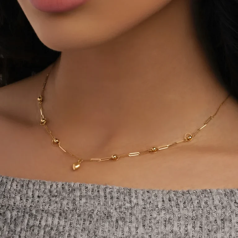 گردنبند حلقه ای گویدار با قلب