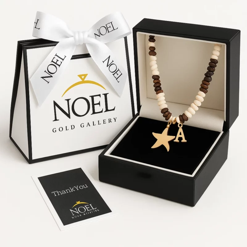 گردنبند حروف با آویز ستاره دریایی و صدف&zwnj; چیپسی کد 100138