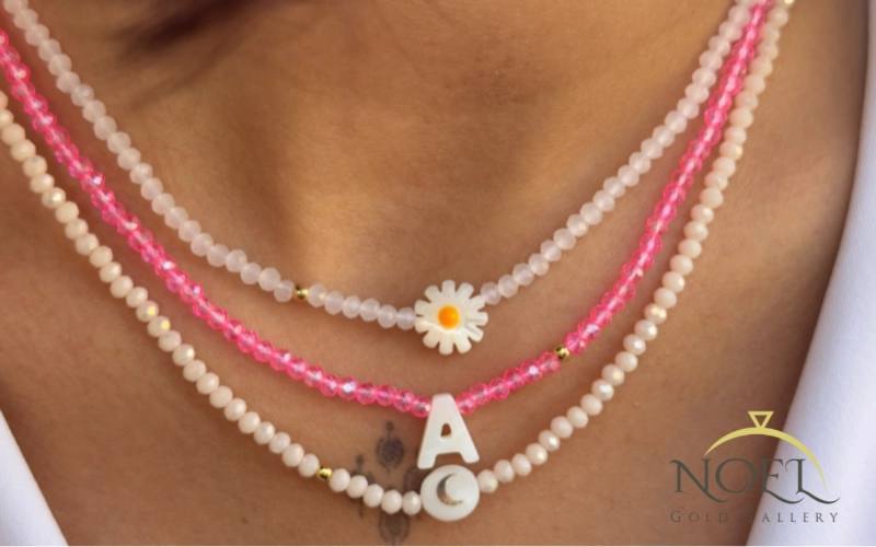 خرید گردنبند طلا با مهره