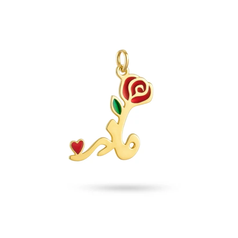 پلاک طلای مادر با گلِ رز 100202