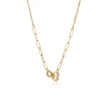 گردنبند دو قلب نگیندار با زنجیر هرمس کد 100319