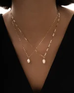 گردنبند طلا با مروارید باروک کد 100307