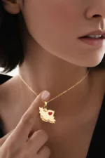 گردنبند نقشه ایران با قلب میناکاری کد 100338