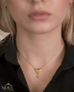 گردنبند دو قلب طلایی کد 100382