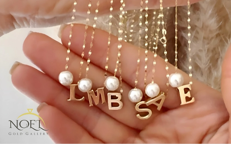 گردنبند حروف با مروارید کد 1000010027