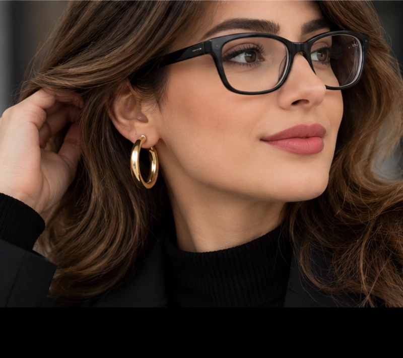 نمونه گوشواره حلقه ای برای افراد عینکی